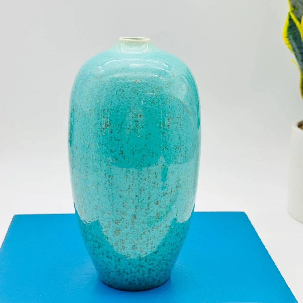 Ben Owen III Studio North Carolina Pottery Turquoise Crystalline Vase 2013